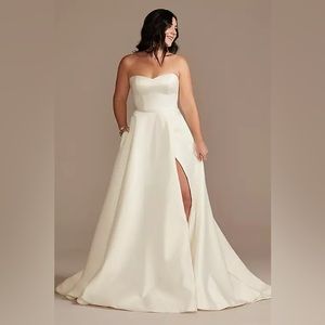 Strapless Satin Wedding Dress with Slit